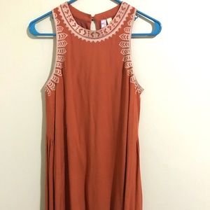 Orange Mini Dress with embroidery detailing